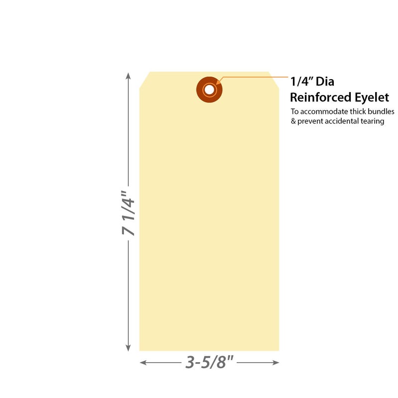 SmartSign Blank Manila Shipping Tags - Pack of 100, Size-10, 15pt Thick Cardstock Tag, 7.25 x 3.625 inch Paper Hang Tags with Reinforced Fiber Patch (No Attachment) - Image 3